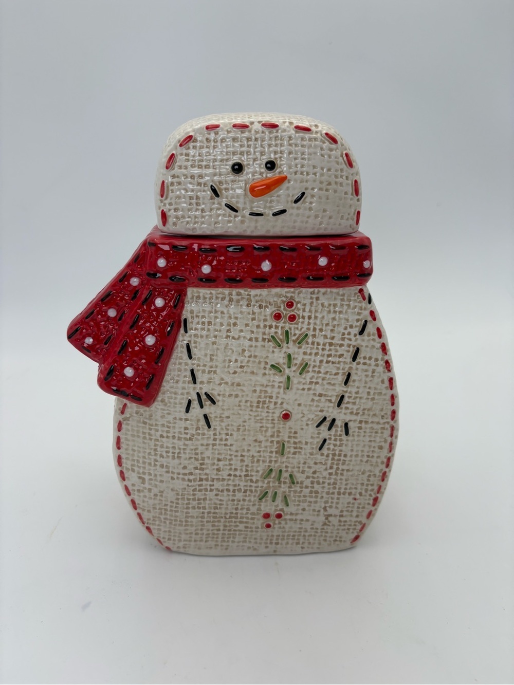 Festive Red Scarf Snowman Decorative Figurine
